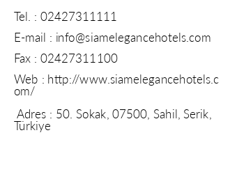Siam Elegance Hotels & Spa iletiim bilgileri